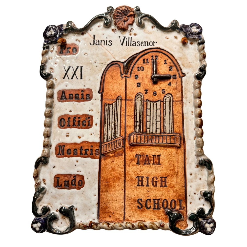 Vtg 1997 Mathiasen Studio Pottery Tam‎ High School Wall Plaque Janis Villasenor